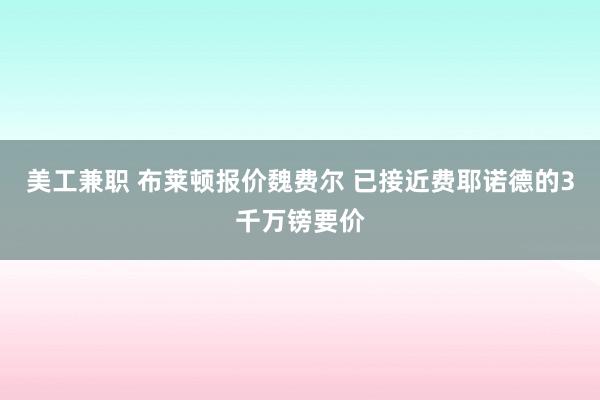 美工兼职 布莱顿报价魏费尔 已接近费耶诺德的3千万镑要价